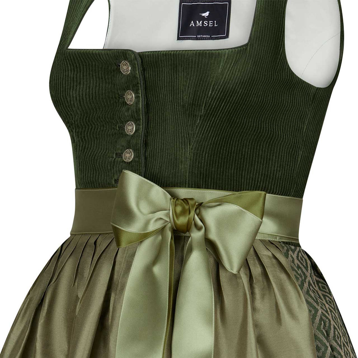 Corddirndl Hannah Oliv (lang) - Amsel Fashion