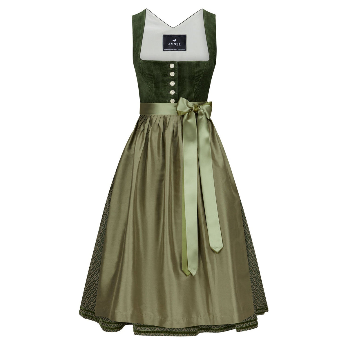 Corddirndl Hannah Oliv (lang) - Amsel Fashion